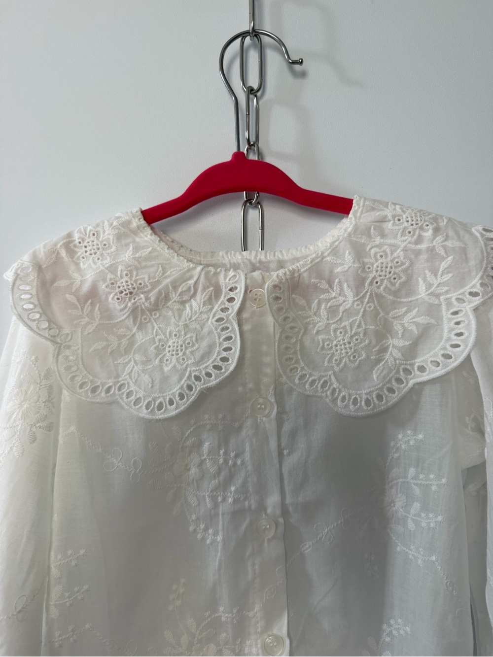 White Eyelet Collar Button-Front Top - Picture 2 of 6